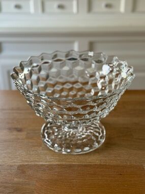 Fostoria American Cubist Pattern Footed Punch Bowl | Tom & Jerry Bowl | HTF